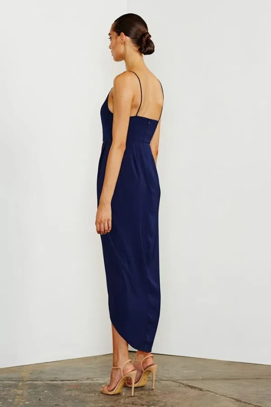 Shona Joy Core Cocktail Draped Maxi Dress Navy Size 16 for rent on The Volte - main image