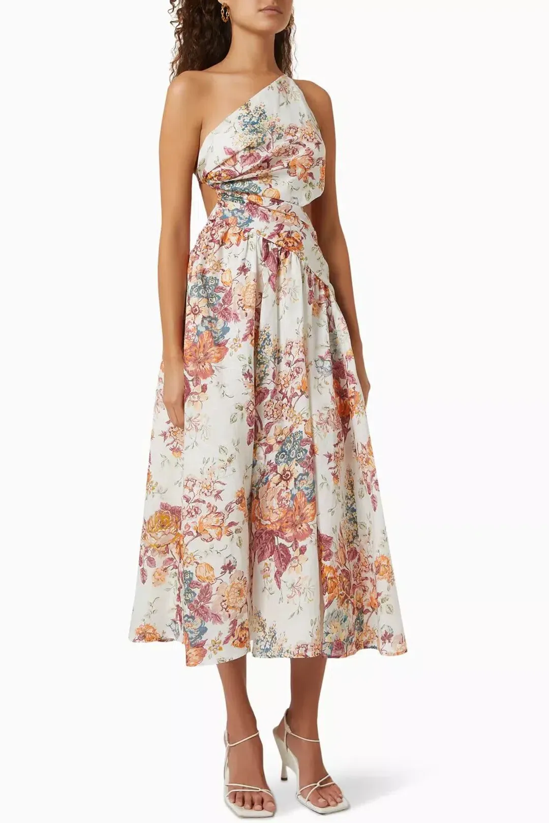 Zimmermann The Pattie Asymmetric Dress in Cream Floral Size 2/AU 12 for rent on The Volte - main image