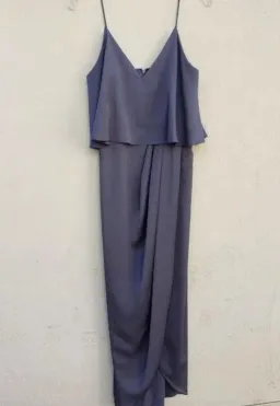 Shona Joy Luxe Draped Cocktail Frill Dress Charcoal Size 16 for rent on The Volte - image 2