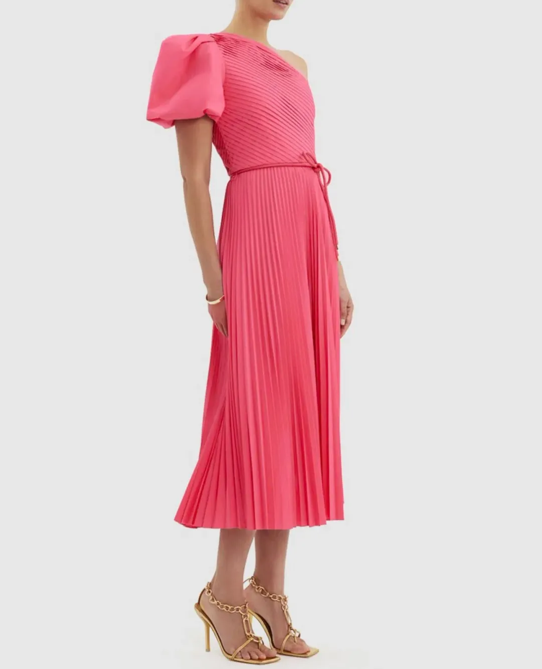 Rebecca Vallance  Rosa One Shoulder Midi Dress  Pink Size 12 for rent on The Volte - main image