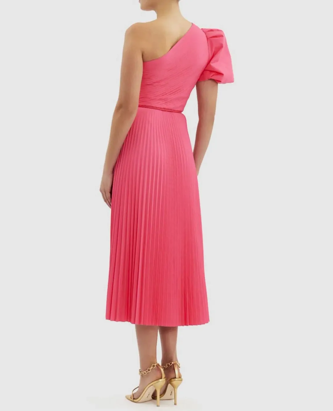 Rebecca Vallance  Rosa One Shoulder Midi Dress  Pink Size 12 for rent on The Volte - main image