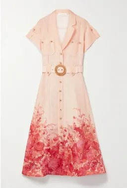 Zimmermann High Tide Midi Shirtdress Pink Ikat Floral Size 2/12 for rent on The Volte - image 3