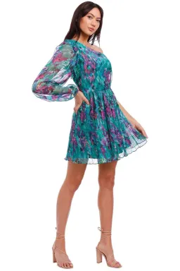 Talulah Barcelona Nights Mini Dress Watercolour Floral Print Green Print Size 10 for rent on The Volte - image 1
