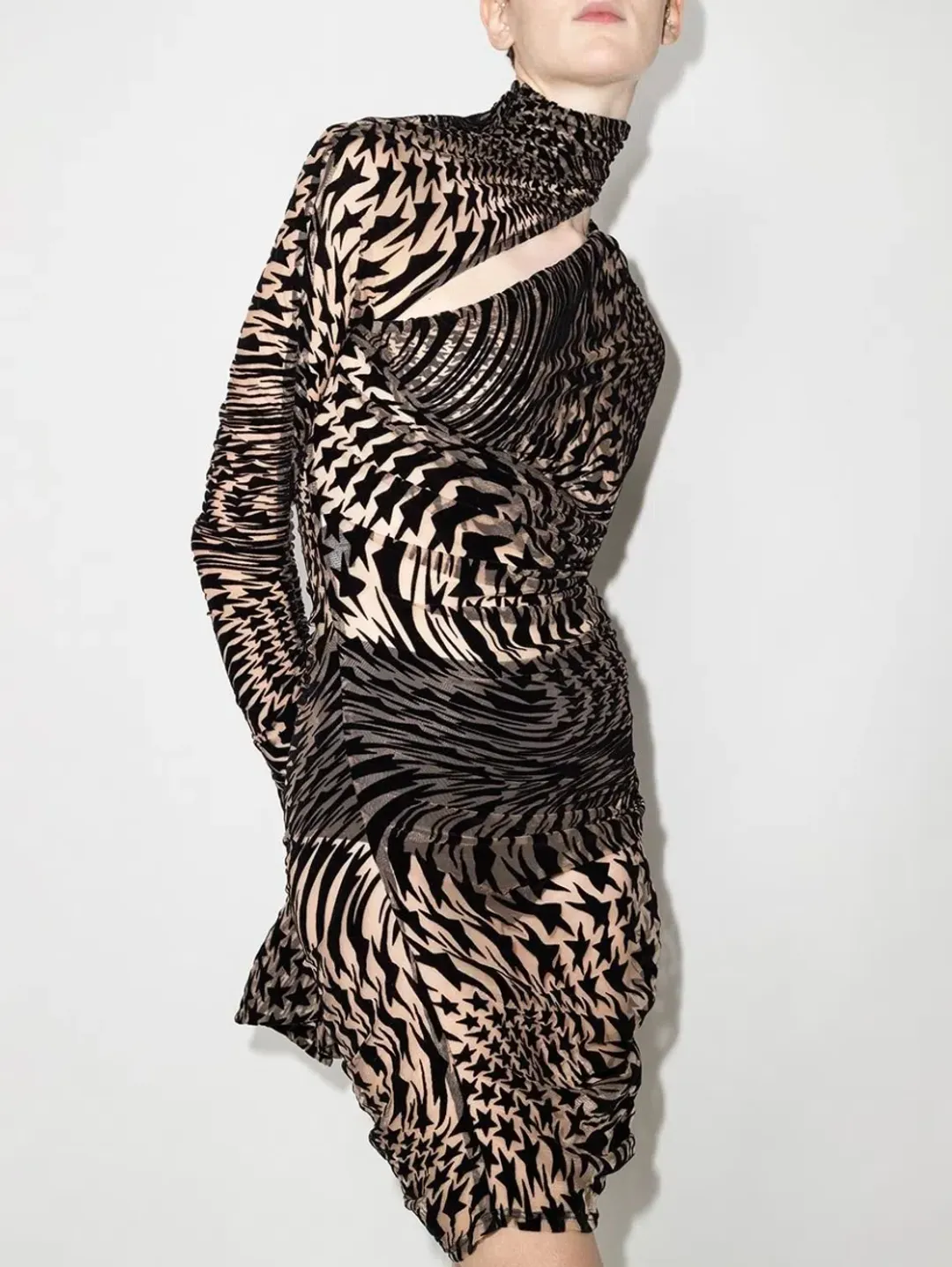 Mugler Star Print Cut-Out Dress Size S/Au 8 for rent on The Volte - main image