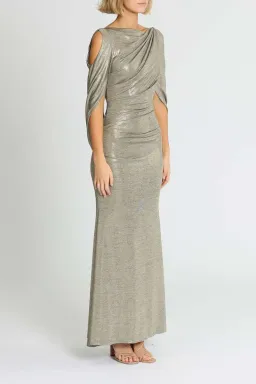 Montique Lana Metallic Gown Gold Size 14 for rent on The Volte - image 2