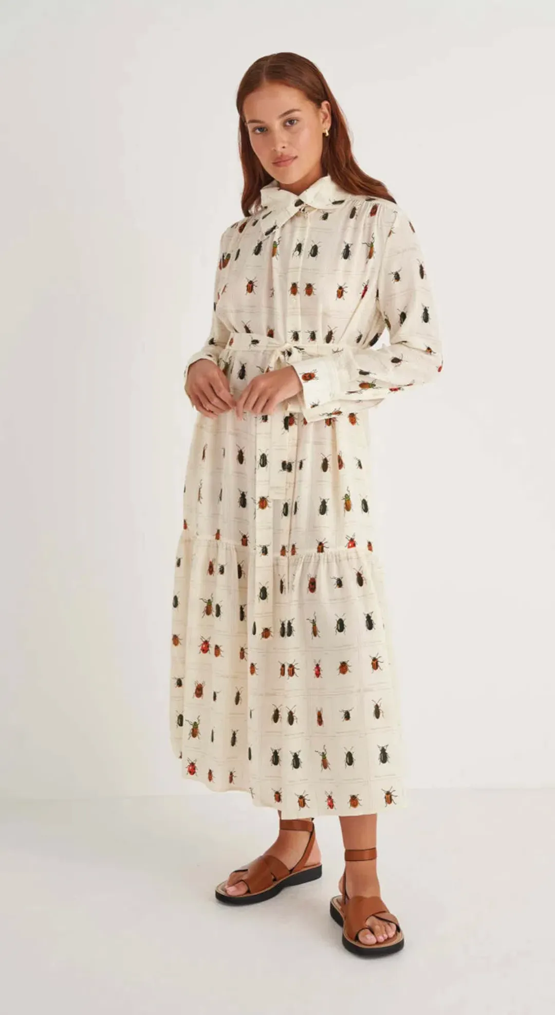 Oroton Beetle Print Dress in Cream Size 10 for rent on The Volte - main image