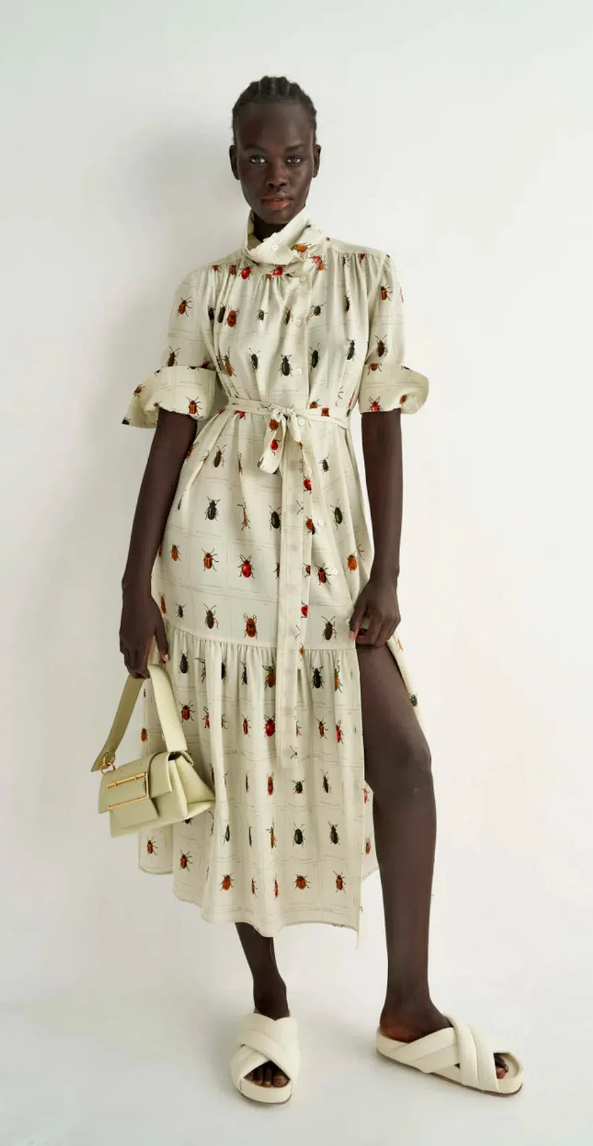 Oroton Beetle Print Dress in Cream Size 10 for rent on The Volte - main image