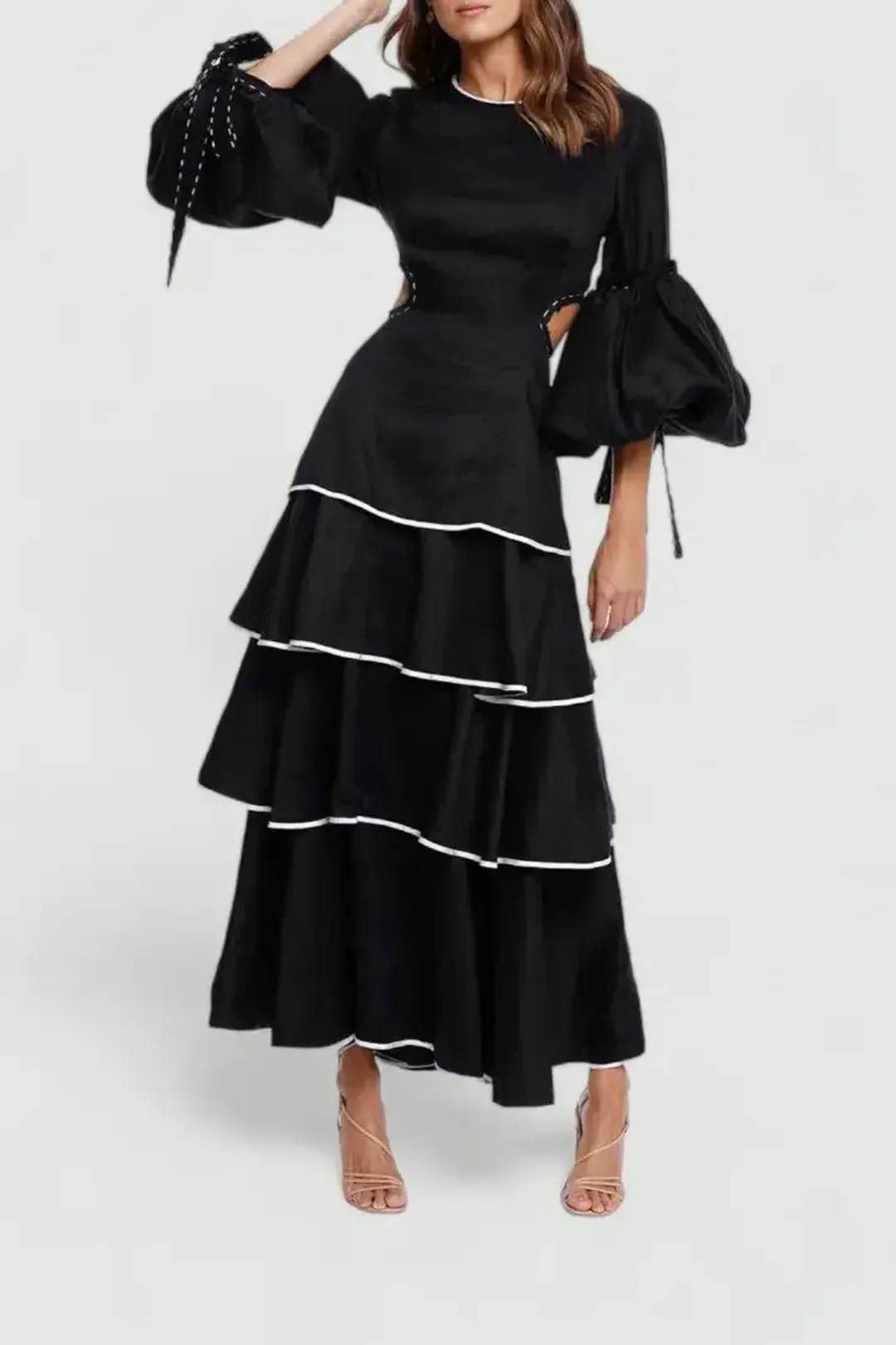 AJE Gracious Cut Out Dress in Black Size 12 for rent on The Volte - main image