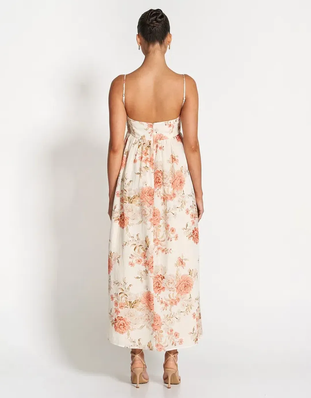 Sofia The Label Mila Babydoll Midi Dress Rose White Size 12 for rent on The Volte - main image