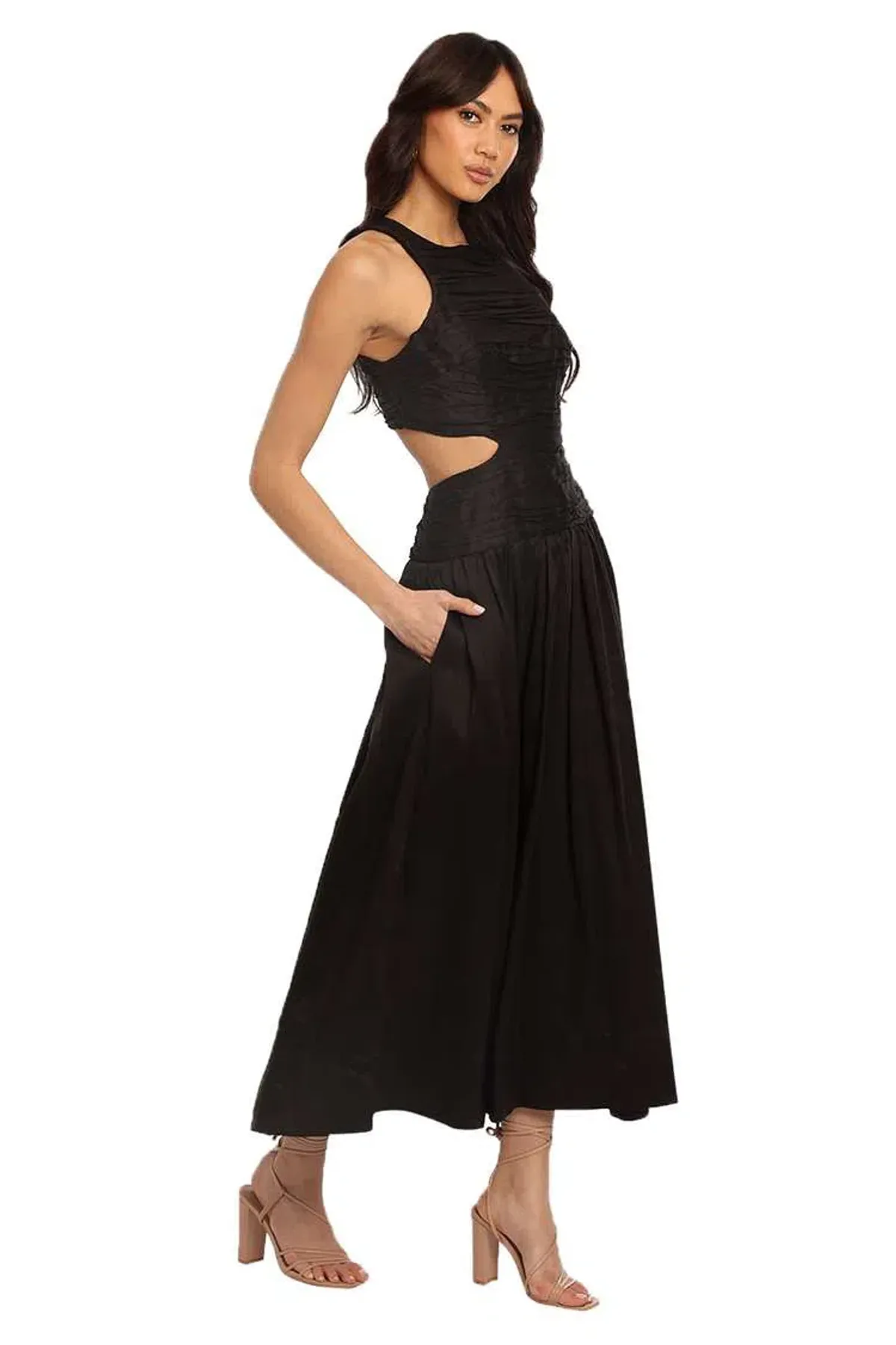 AJE Introspect Midi Dress Black Size 8 for rent on The Volte - main image