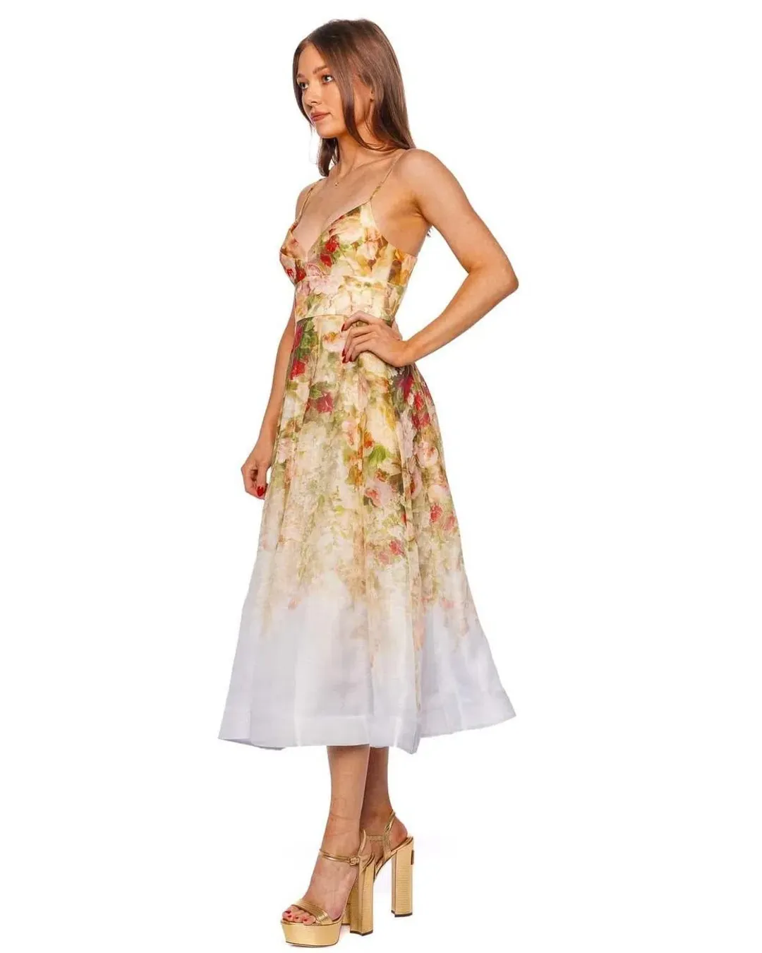 Zimmermann The Luminosity Picnic Dress in Rosy Garden Print Size 1/Au 10 for rent on The Volte - main image