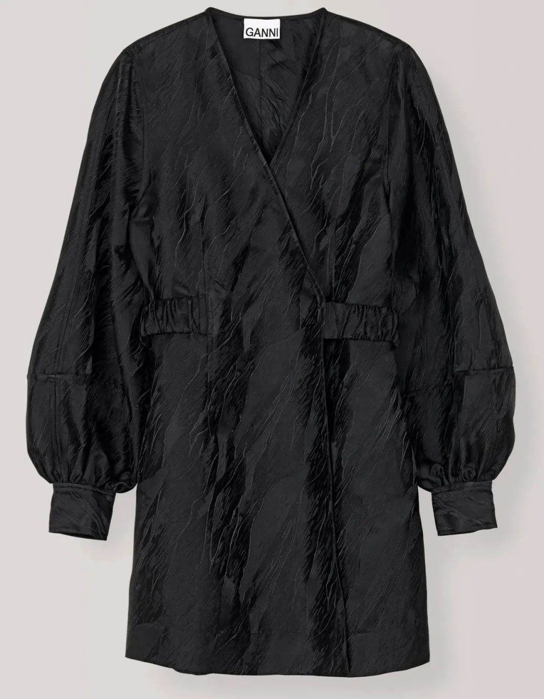 Ganni Jacquard Black Wrap Dress Black Size 10 for rent on The Volte - main image