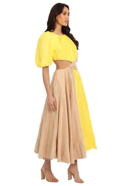 AJE	Caliente Midi Dress Yellow Size 6 for rent on The Volte - image 2
