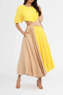 AJE	Caliente Midi Dress Yellow Size 6 for rent on The Volte - image 1