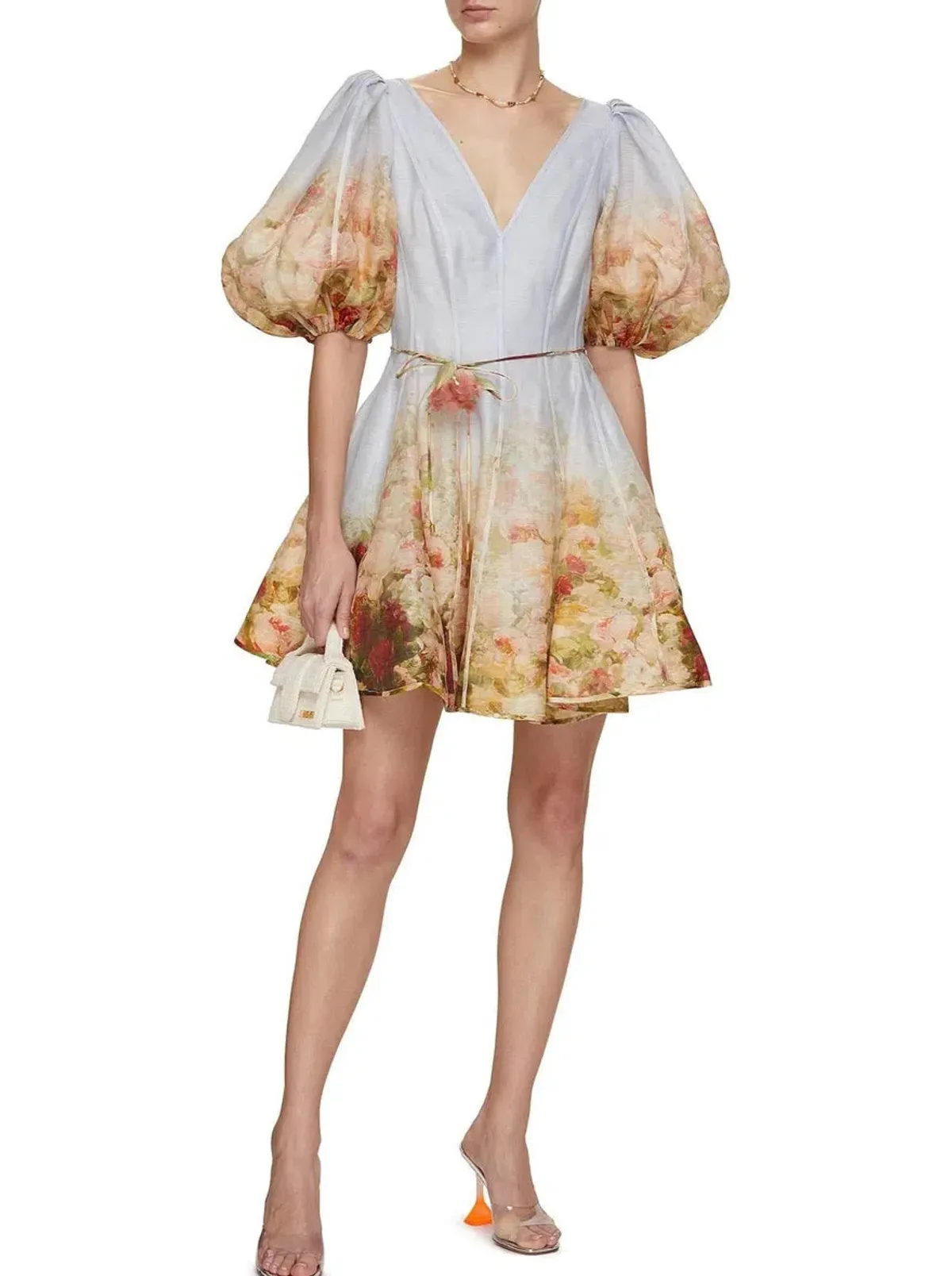Zimmermann The Luminosity Flip Dress in Rosy Garden Floral Print Size 1 /Au 8 for rent on The Volte - main image