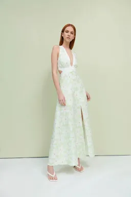 By Johnny Fleur Tie Back Midi Dress Floral Size 8 for rent on The Volte - image 1