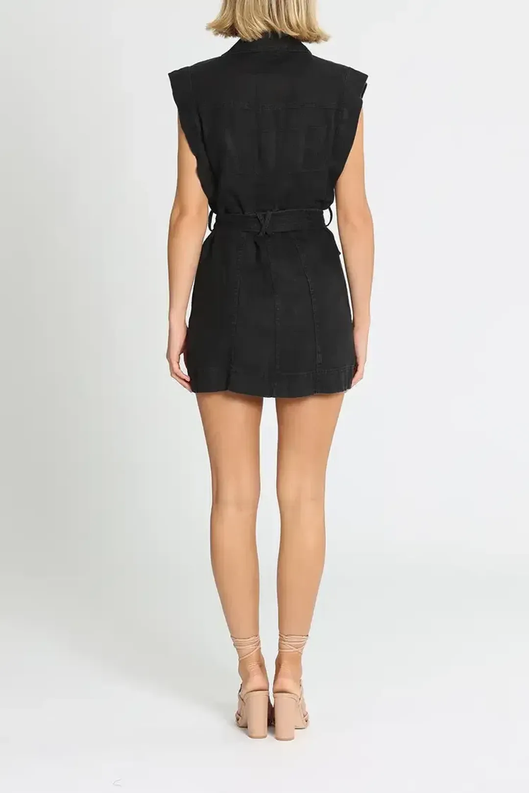 Aje Eloise Linen Logo Mini Dress Black Size 8 for rent on The Volte - main image