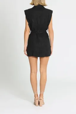 Aje Eloise Linen Logo Mini Dress Black Size 8 for rent on The Volte - image 3