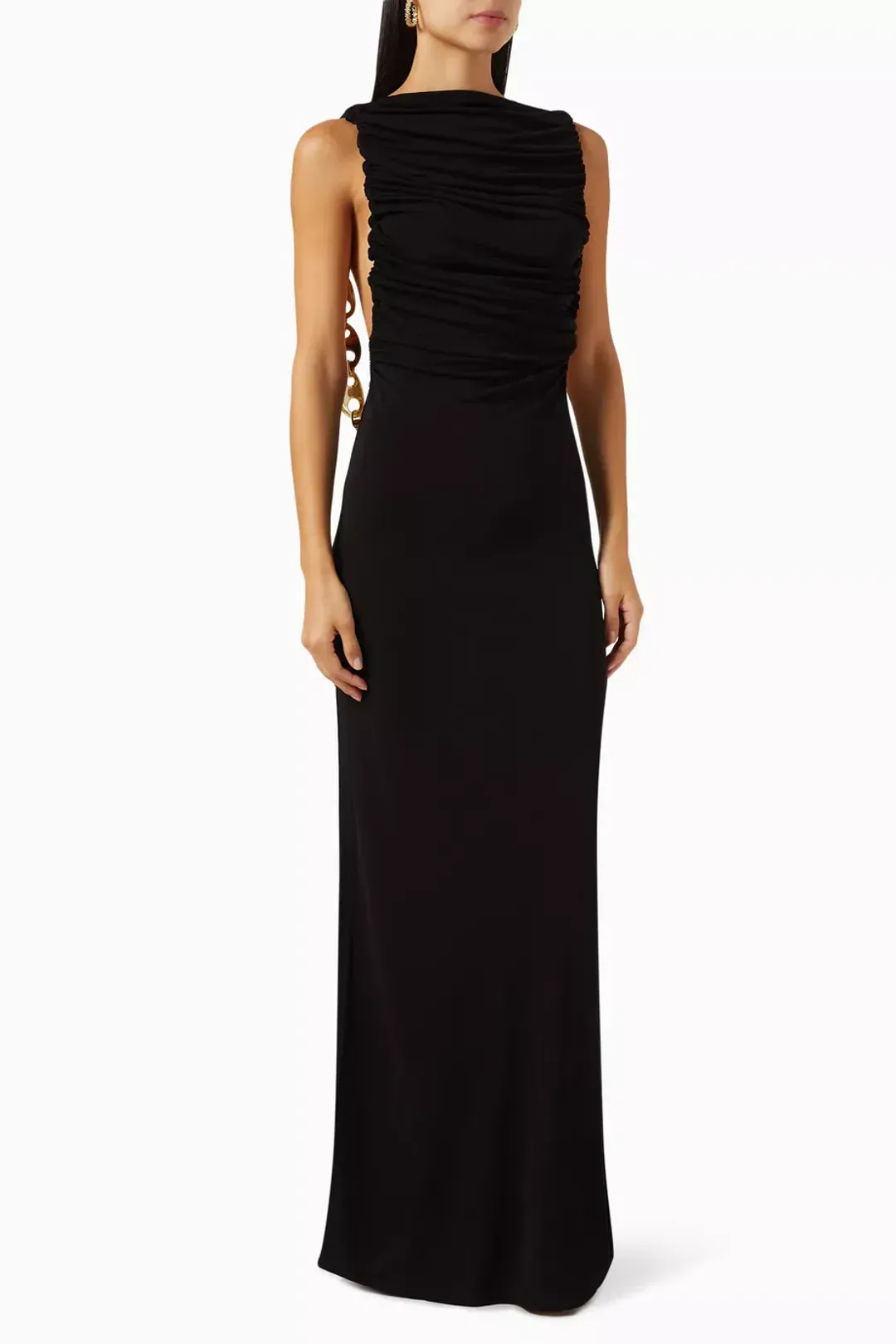Christopher Esber Sculpted Ruched Dress Black Size 10 for rent on The Volte - main image