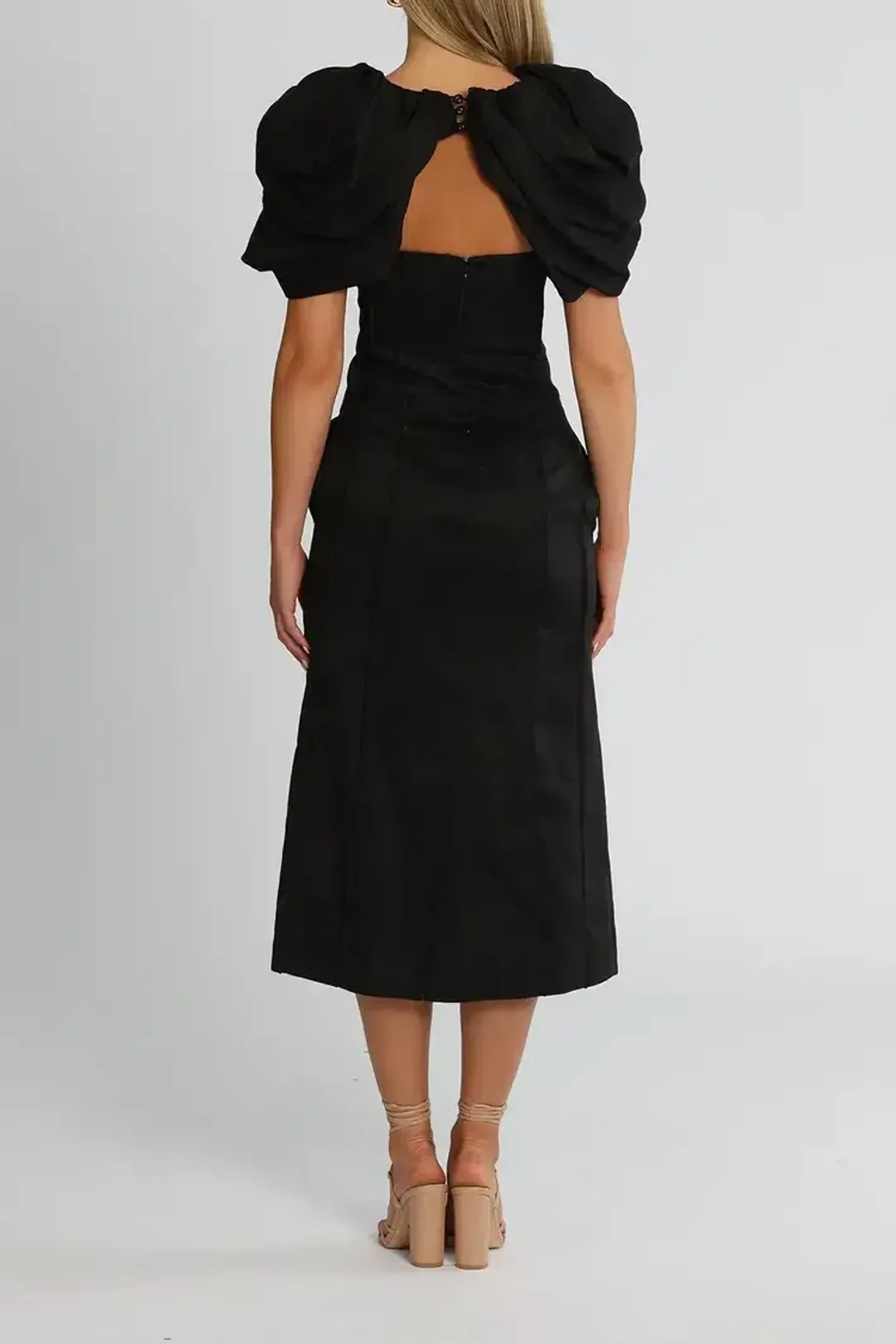Aje Admiral Butterfly Sleeve Midi Dress in Black Size 6 for rent on The Volte - main image