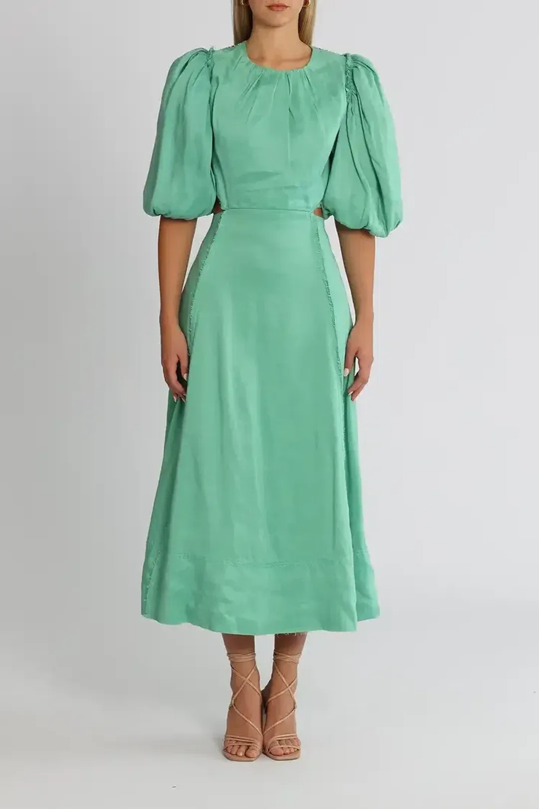 Aje Relic Beaded Midi Dress in Neptune Green Size 14 for rent on The Volte - main image