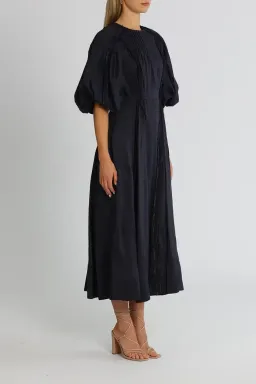 Aje Revitalise Puff Sleeve Midi Dress in Ink Size 6 for rent on The Volte - image 2