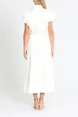 Aje Kindred Frill Sleeve Midi Dress Ivory Size 10 for rent on The Volte - image 3