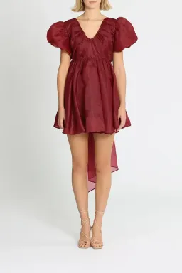 Aje Gretta Organza Mini Dress in Burgundy Size 8 for rent on The Volte - image 1