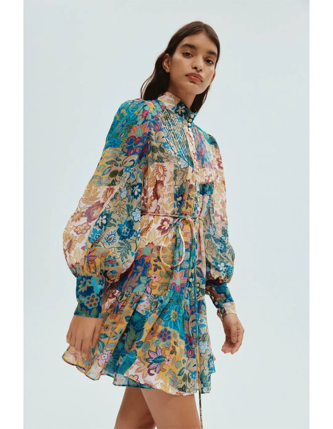 Alemais Bella Patchwork Mini Dress Floral Size 8 for rent on The Volte - main image