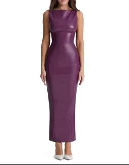 House of CB Sahara Merlot Leather Maxi Dress Purple Size XS/Au 6 for rent on The Volte - image 1