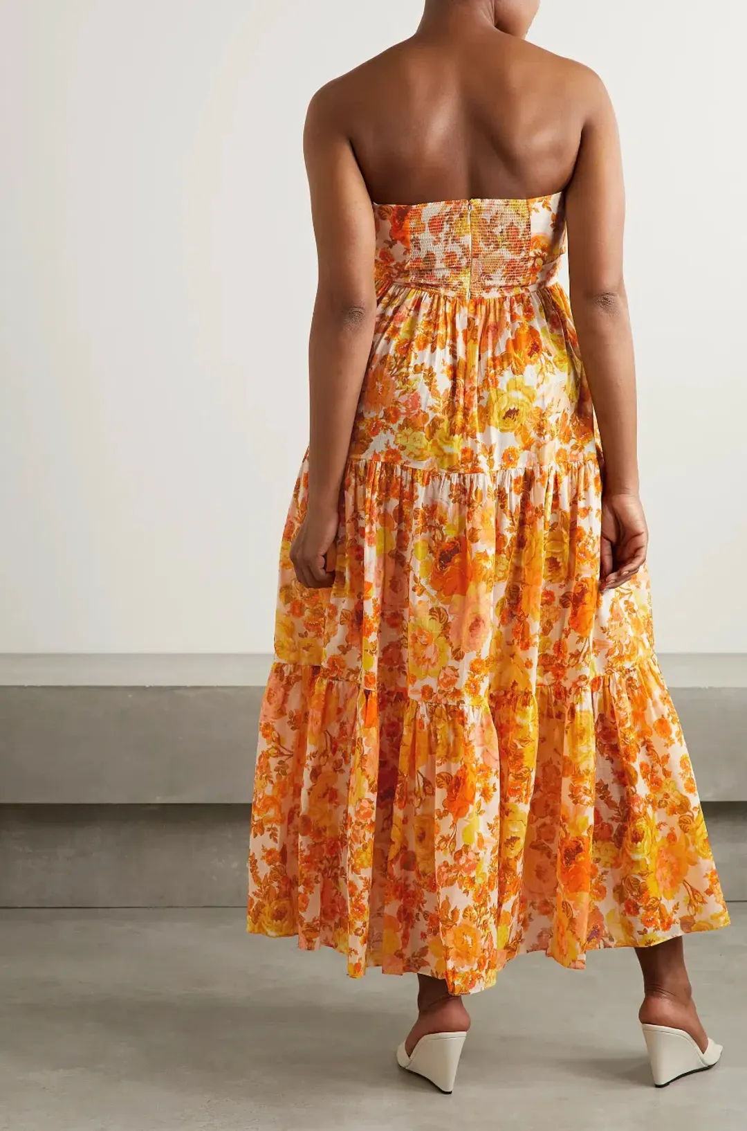 Zimmermann Raie Strapless Dress Citrus Ikat Size 0/8 Au for rent on The Volte - main image