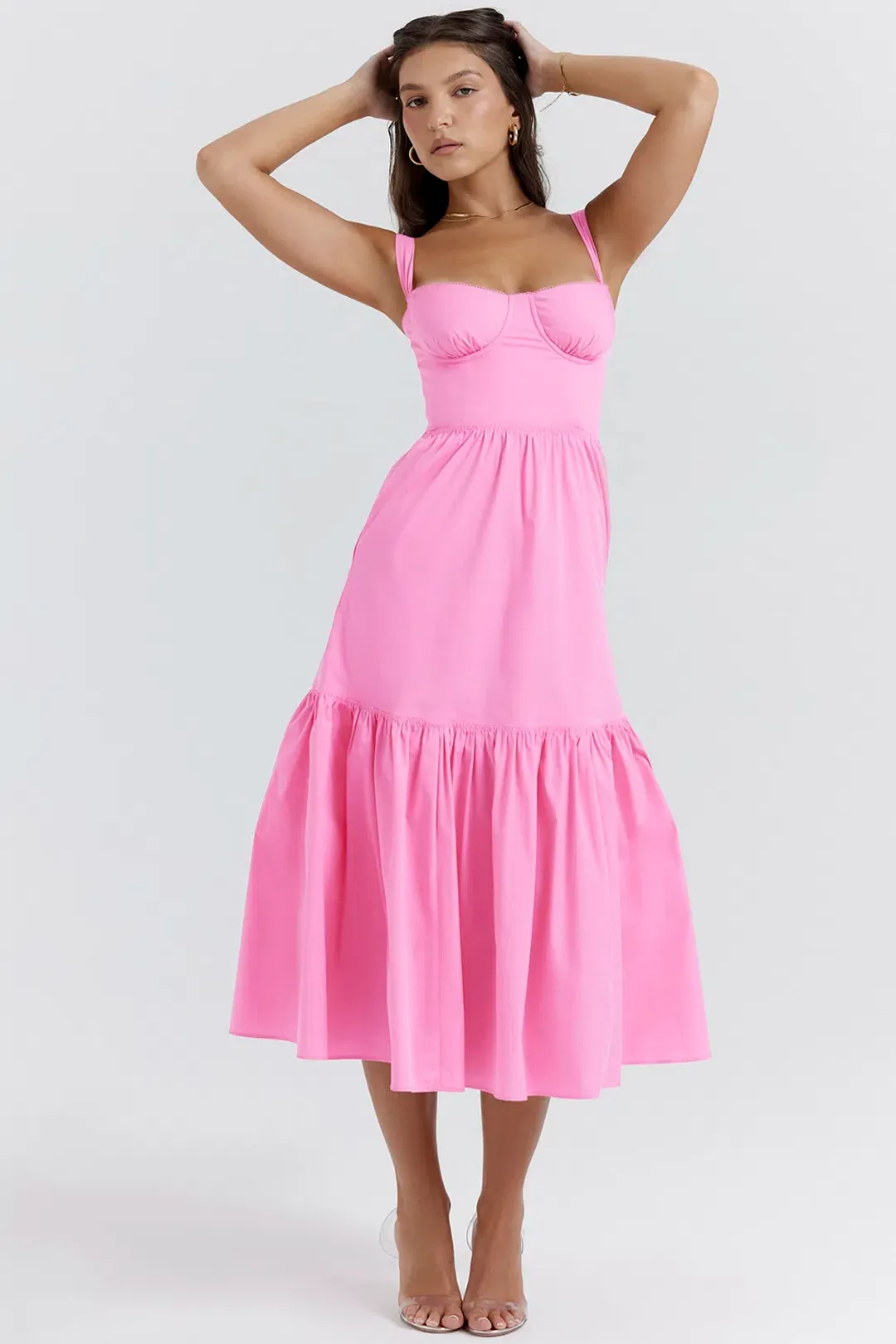 House of CB Elia Midi Dress Pink Size XS/Au 6 for rent on The Volte - main image