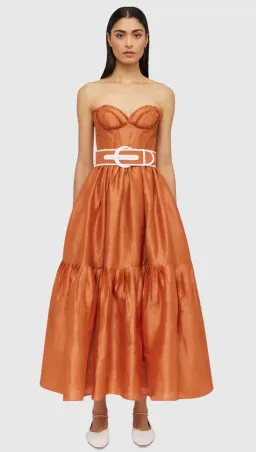 Leo Lin Suffolk Bustier in Cinnamon Orange in Size 10 for rent on The Volte - image 1