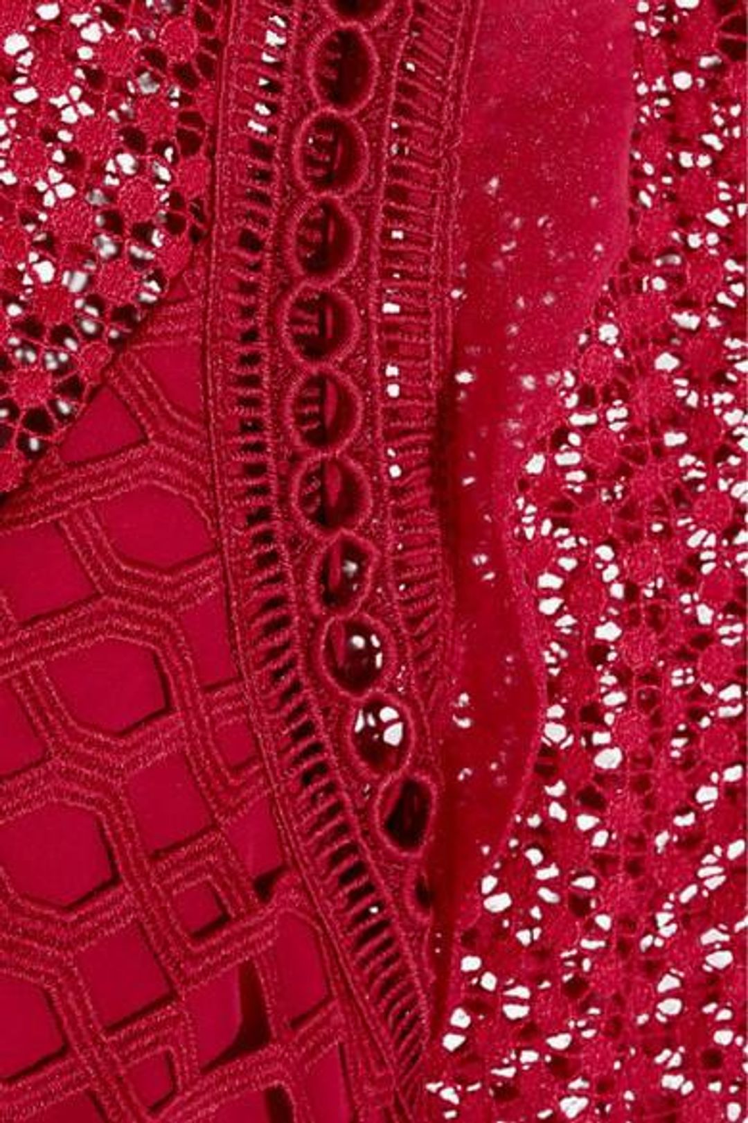 Self Portrait Ruffled Georgette-Trimmed Guipure Lace Mini Dress for rent on The Volte - main image