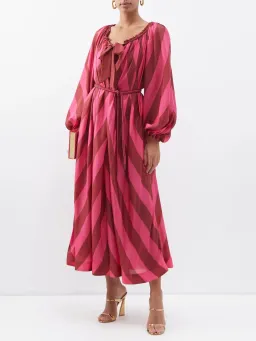 Zimmermann Twiggy Silk Pink Stripe Dress Print Size 2/Au 12 for rent on The Volte - image 1