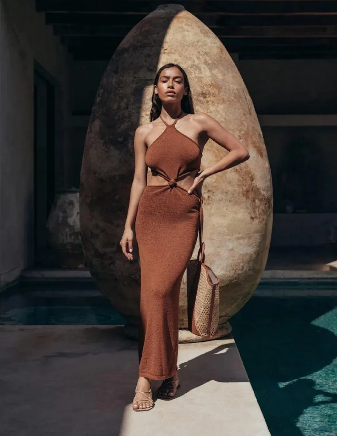 Cult Gaia Cameron Knit Dress Brown Size L/Au 12 for rent on The Volte - main image