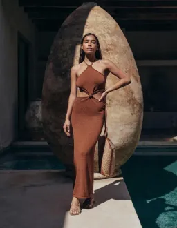 Cult Gaia Cameron Knit Dress Brown Size L/Au 12 for rent on The Volte - image 1