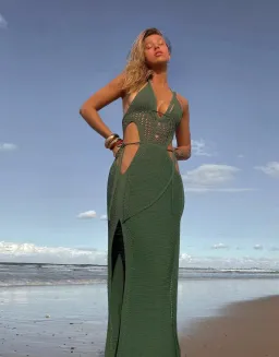 Dion Lee Crochet Tie Butterfly Dress Green Size M/AU 10 for rent on The Volte - image 3