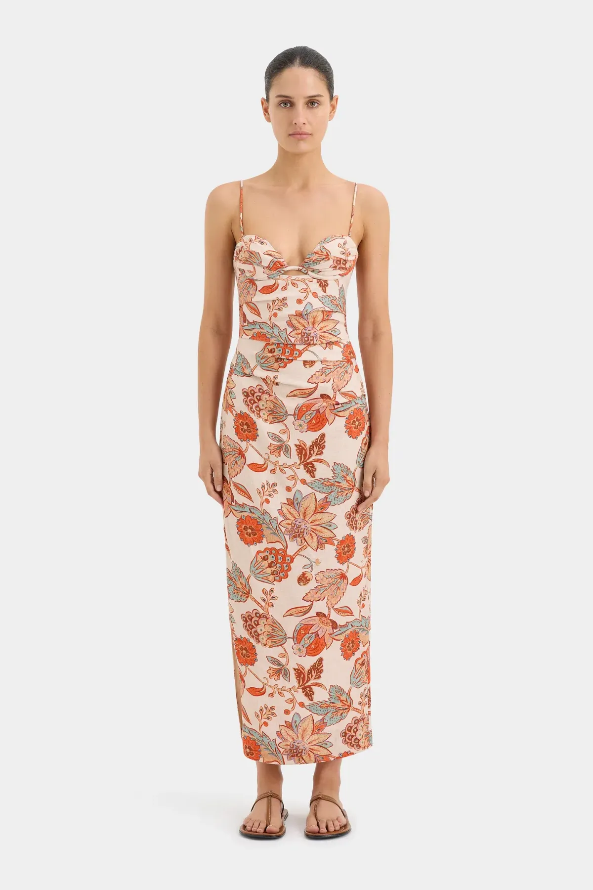 Sir The Label Noemi Balconette Midi Dress Floral Size 10 for rent on The Volte - main image