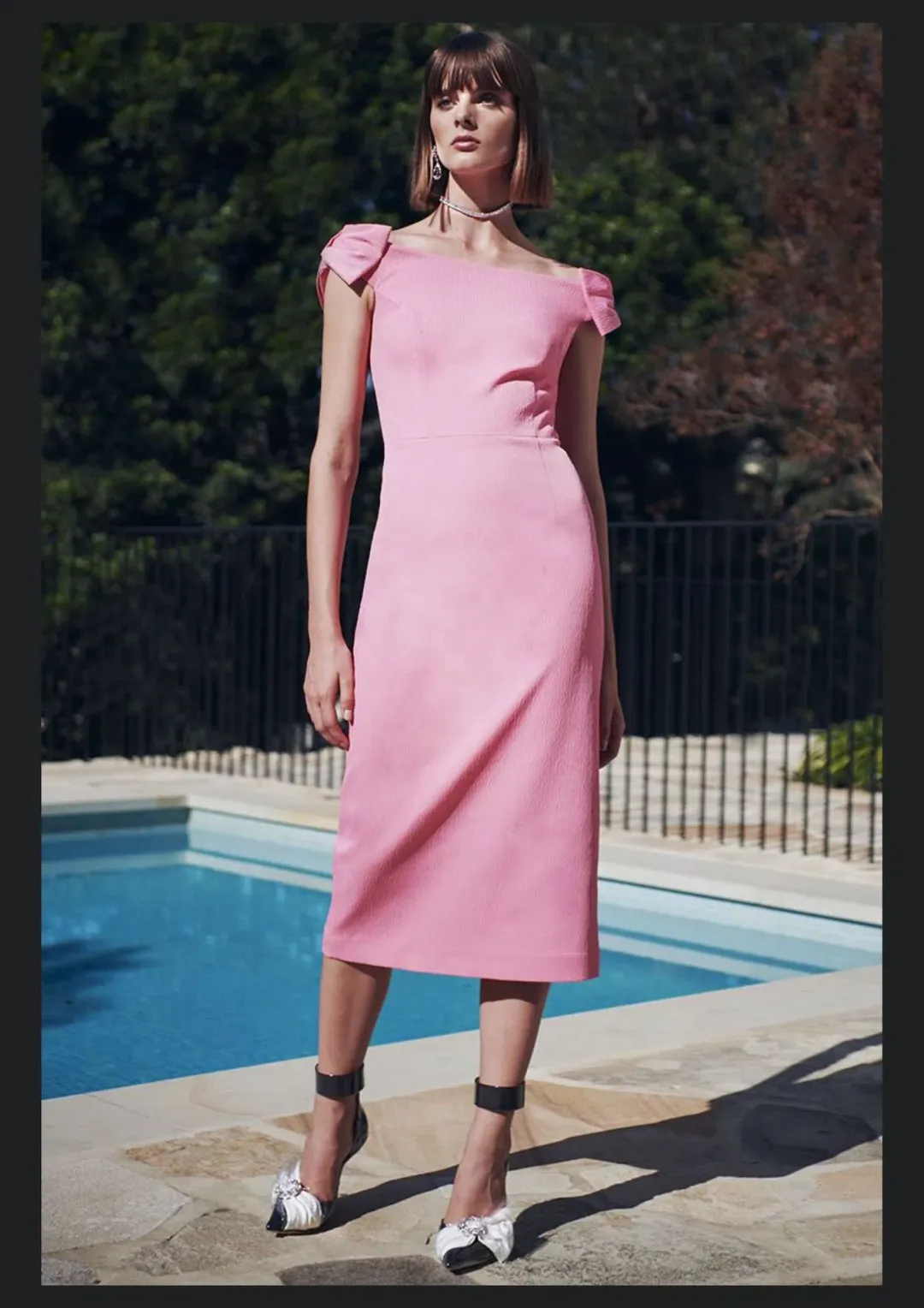 Rebecca Vallance Winslow Midi Dress in Pink Size 12 for rent on The Volte - main image