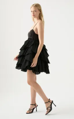 Aje Elise Pleat Mini Dress in Black Size 10 AU / 6 US  for rent on The Volte - image 3