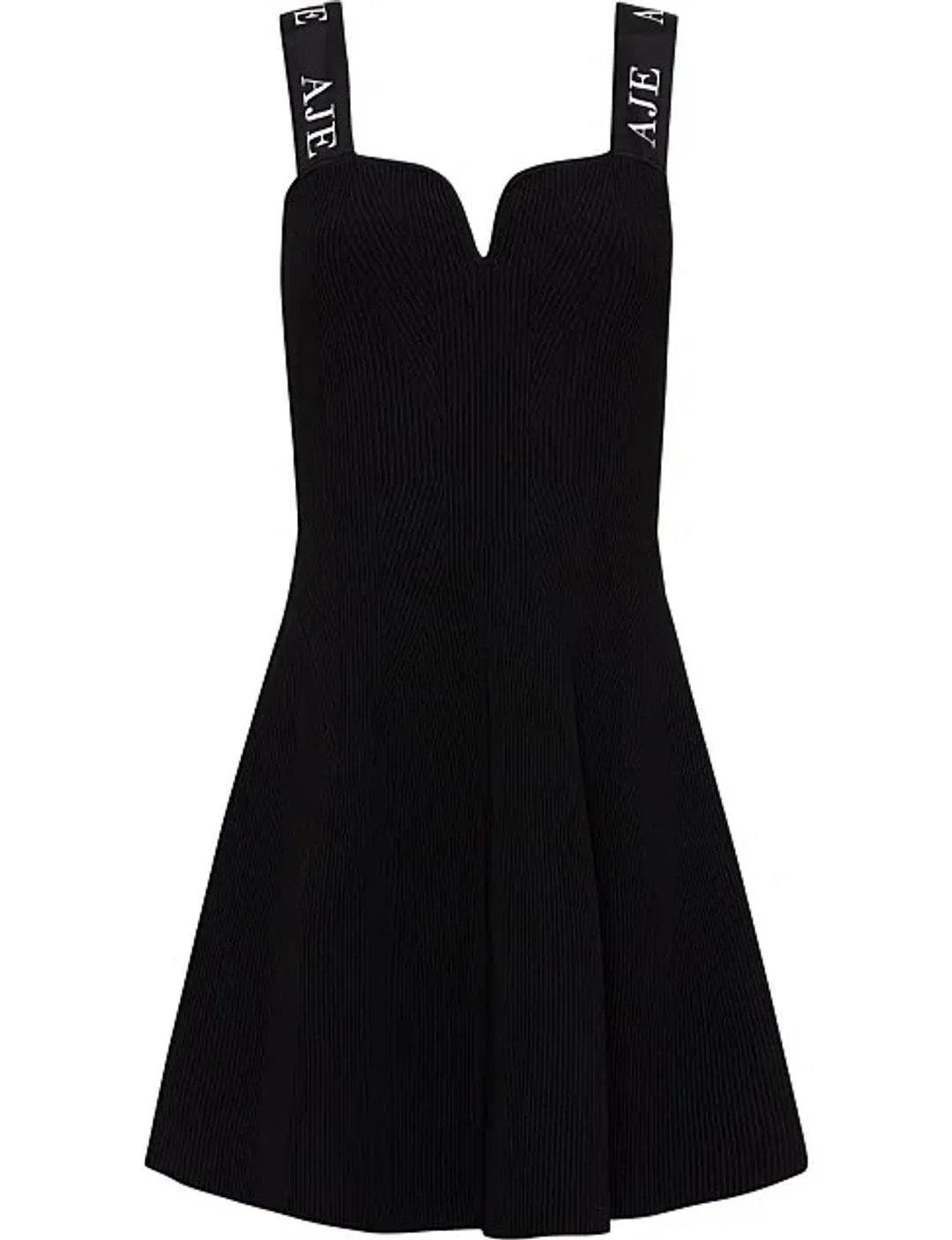 Aje Amber Knit Tie Shoulder Mini Dress Black Size 12 for rent on The Volte - main image