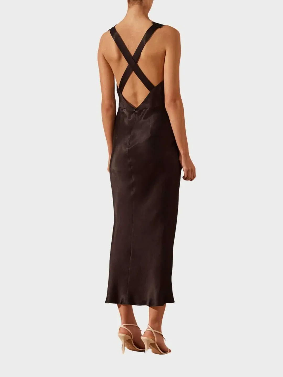 Shona Joy Camille Lace Cross Back Midi Dress Black Size 8 for rent on The Volte - main image