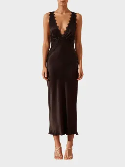 Shona Joy Camille Lace Cross Back Midi Dress Black Size 8 for rent on The Volte - image 3