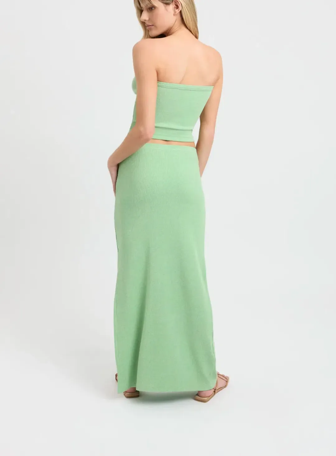 Kookai Freddie Top and Bodhi Low Rise Maxi Skirt Set Green Size 34 / AU 6 for rent on The Volte - main image