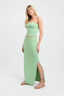 Kookai Freddie Top and Bodhi Low Rise Maxi Skirt Set Green Size 34 / AU 6 for rent on The Volte - image 1