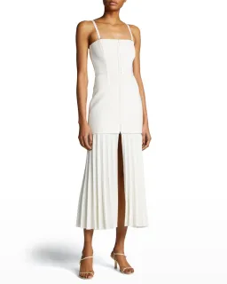 Dion Lee Hook and Eye Pleat Midi Dress Ivory Size 8 for rent on The Volte - image 1
