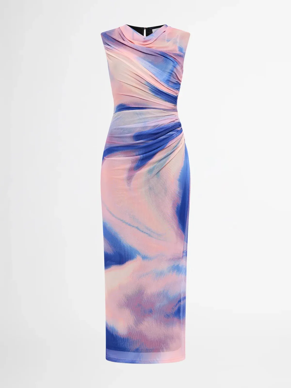 Sheike Tornado Mesh Maxi Dress Blue and Pink Watercolour Print Size 8 for rent on The Volte - main image