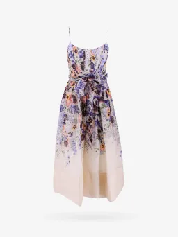 Zimmermann Tama Corset Midi Dress Purple Pansy Floral Print Size 2 / 12 AU for rent on The Volte - image 2