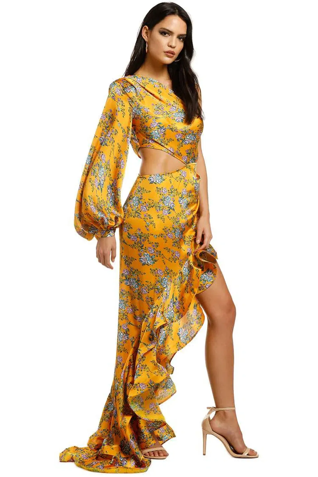Bronx and Banco Hanna Gown Yellow Floral Size 8 for rent on The Volte - main image